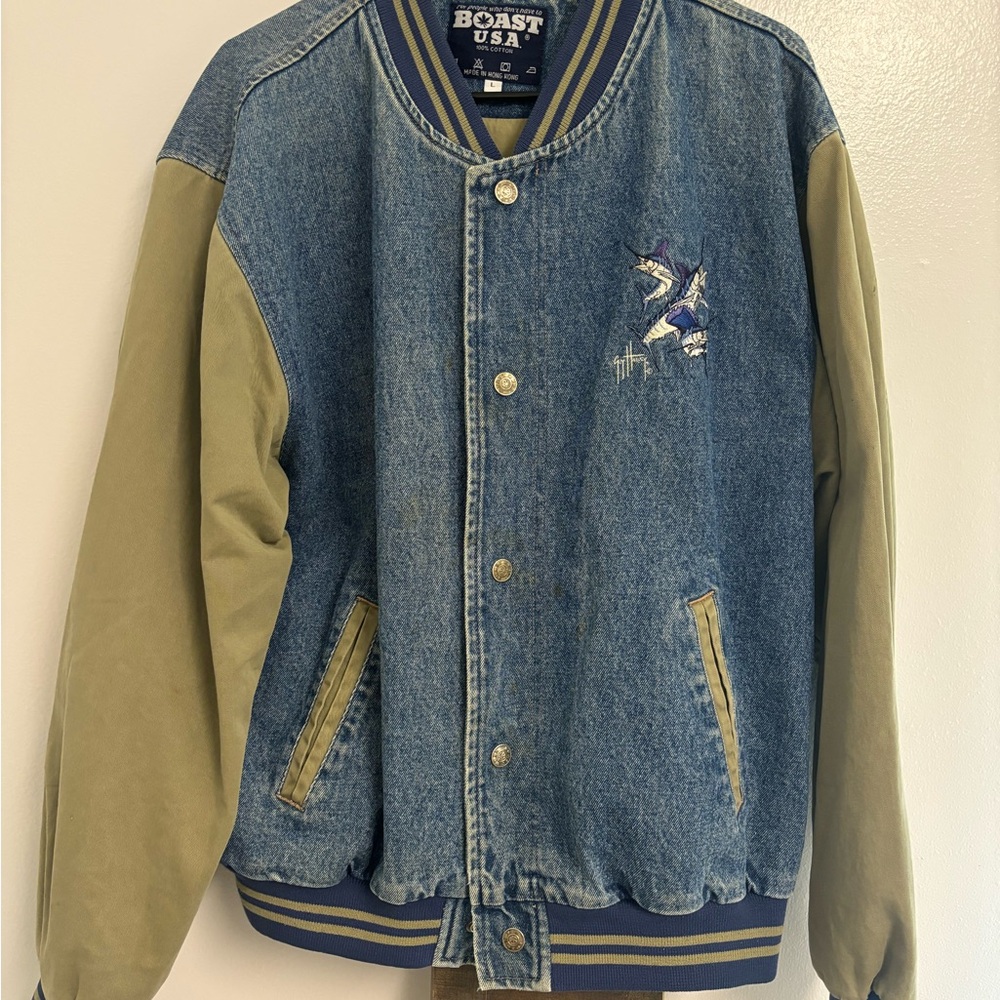 Boast USA Men's Denim and Tan Jean Jacket